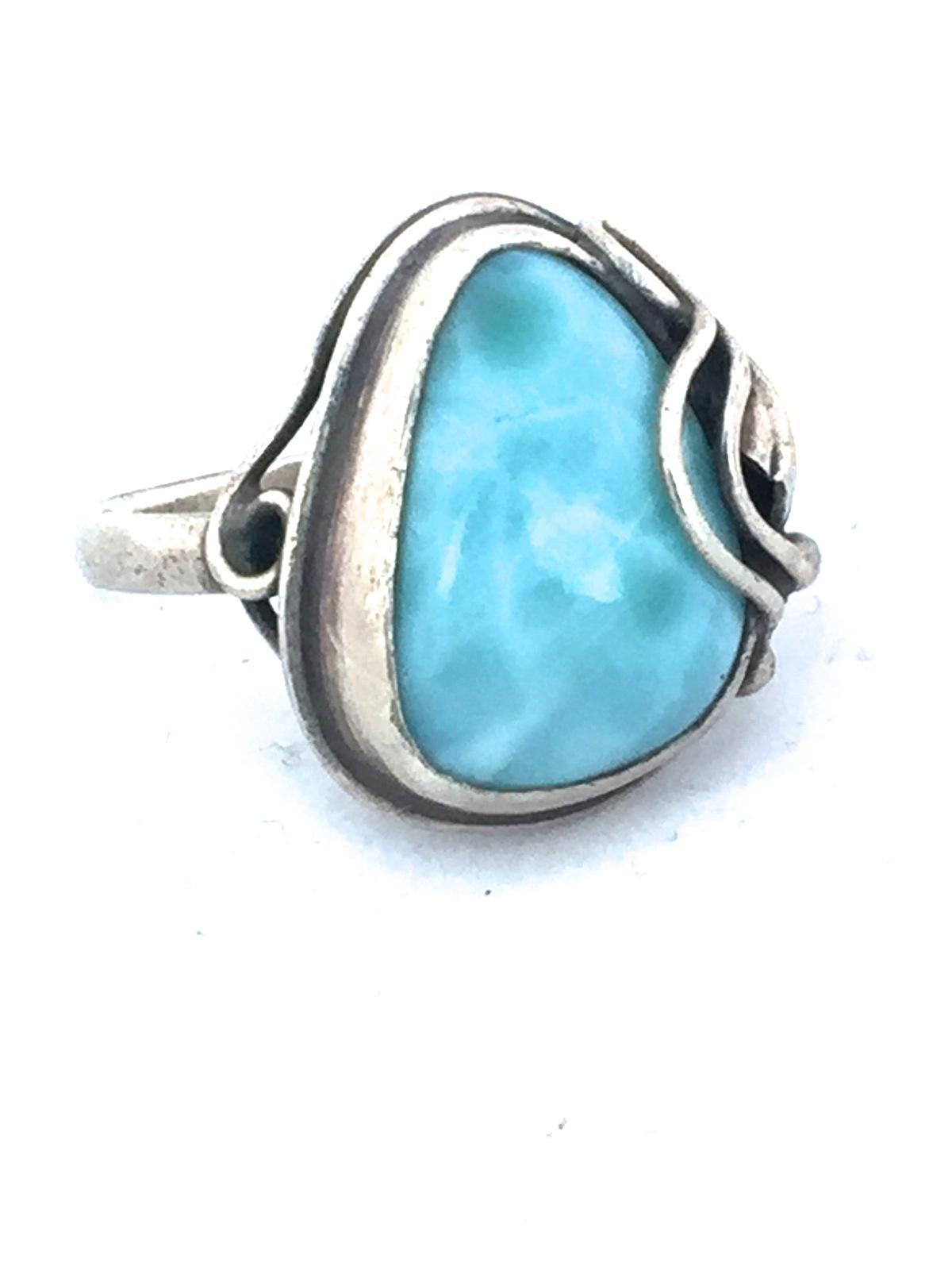 Larimar Ring Size 7.5 sterling silver Art Deco influences