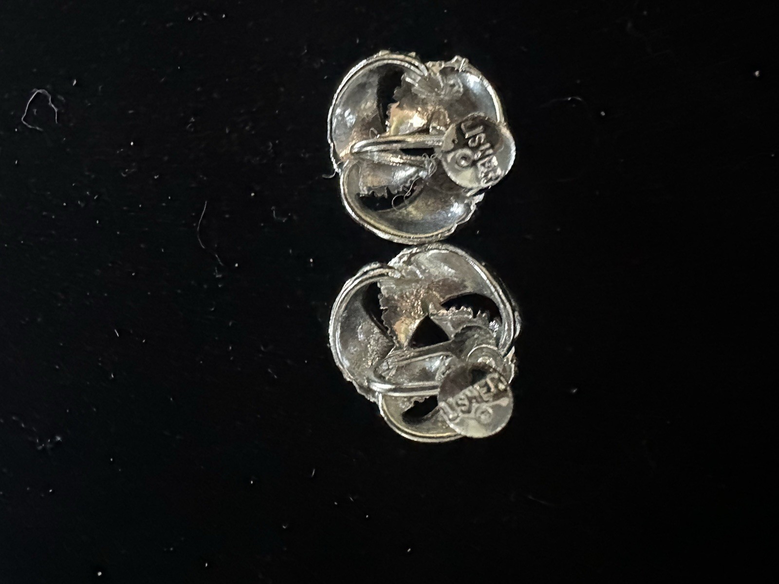 Vintage Lisner Earrings Rhodium Plated Screw Back Knot Shape