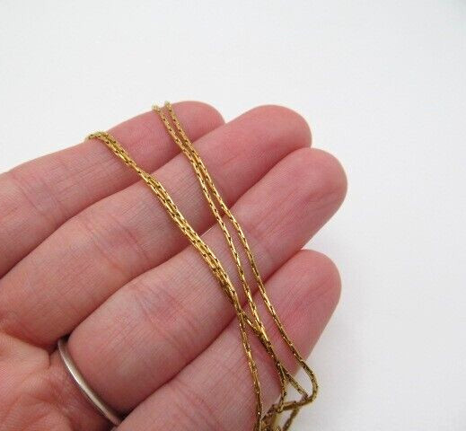 Vintage Gold Tone Continuous Bar Barrel Link 1.10mm Chain Necklace 18.5 Inch