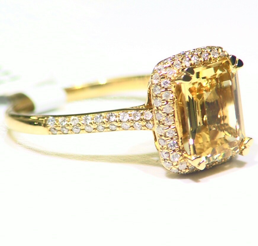 2.37CT 14K Solid Gold Natural Beryl White Diamond Vintage Engagement Ring Halo