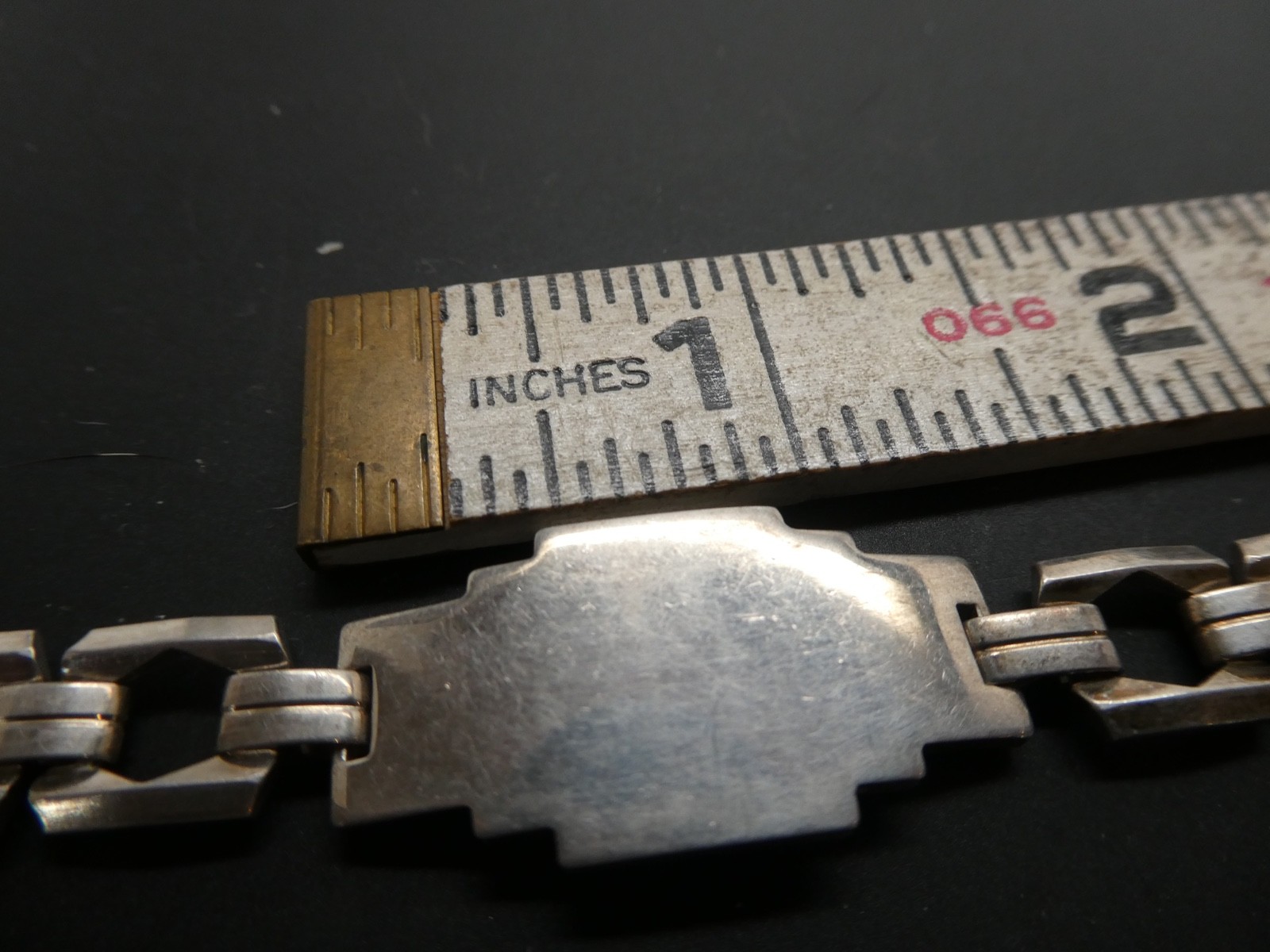 Art Deco Vintage Sterling Silver 925 Linked BLANK ID Bracelet Size 7.25″