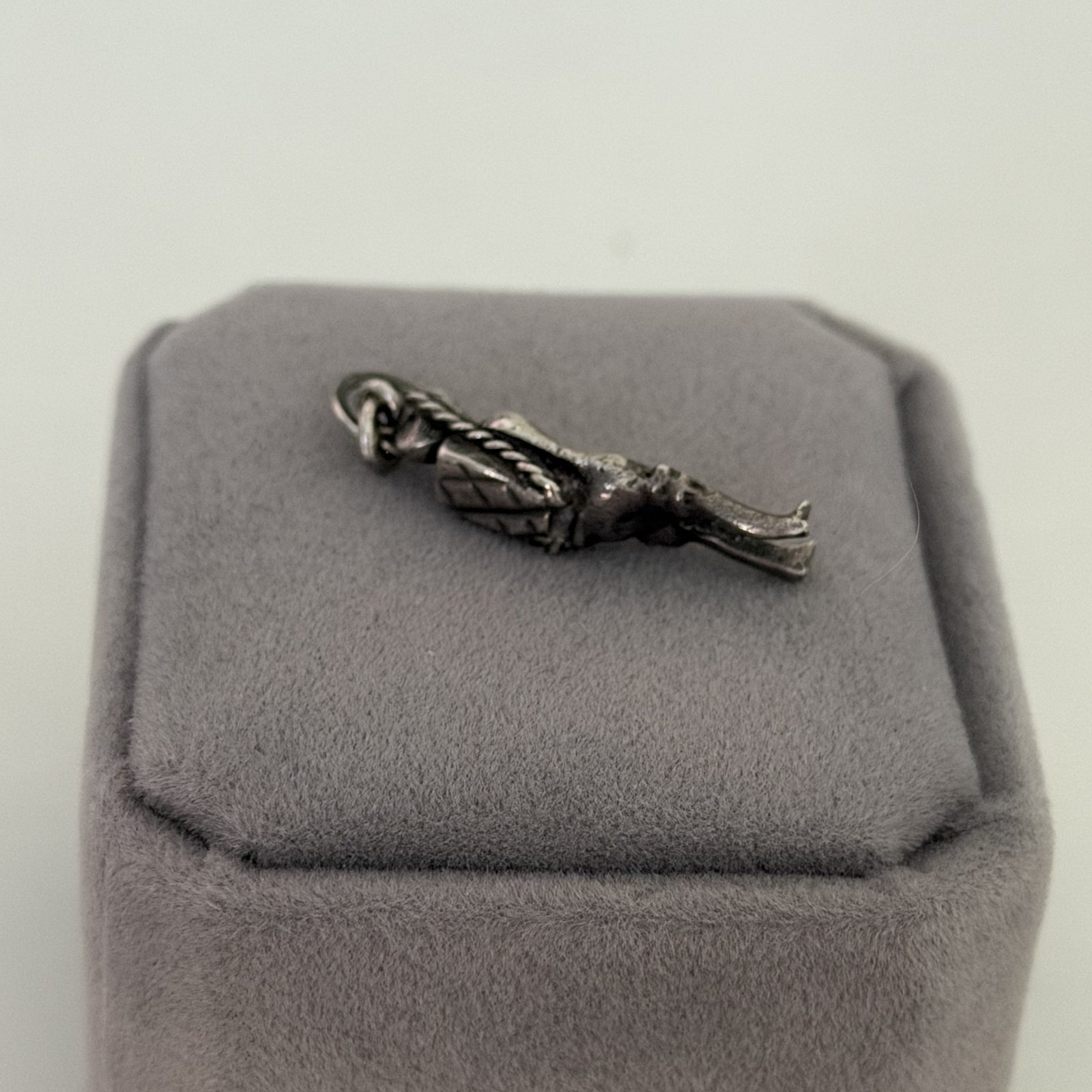 Vintage Sterling Silver Gold Miner Man 3D Person Charm Pendant