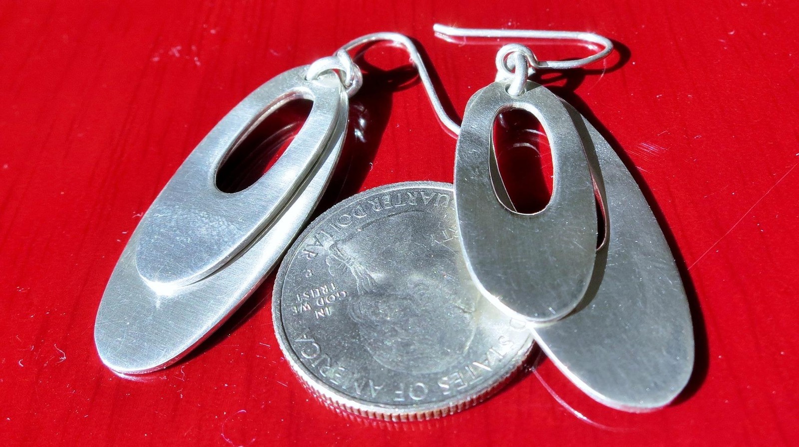 Dominique Dinouart 925 sterling silver earrings 2.0″ dangle layered drop 12.78gr