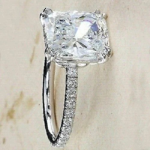 VVS1 Cushion Cut 2.5Ct Lab Created Diamond Engagement 14k White Gold Finish Ring