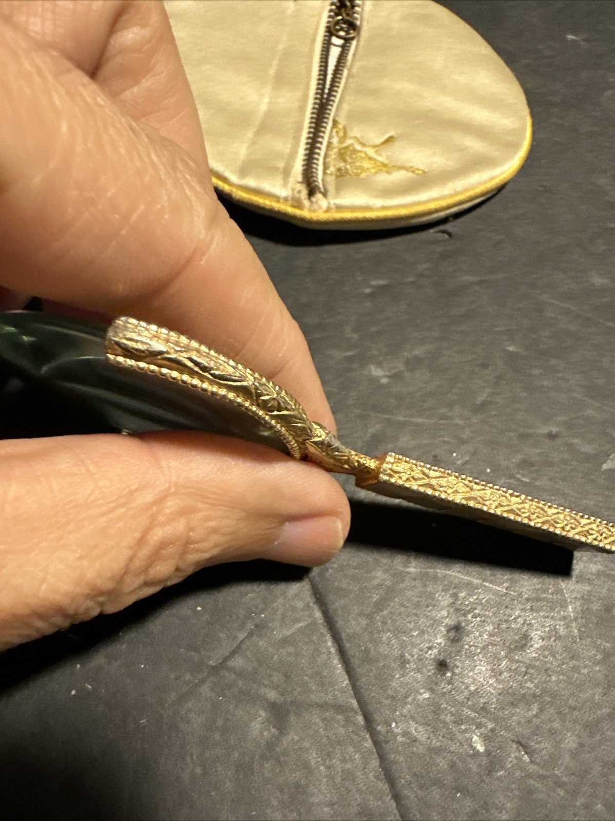 Art Deco Ornate Gold Mother of Pearl Magnifying Glass Circa 1920’s Measures 4#M4