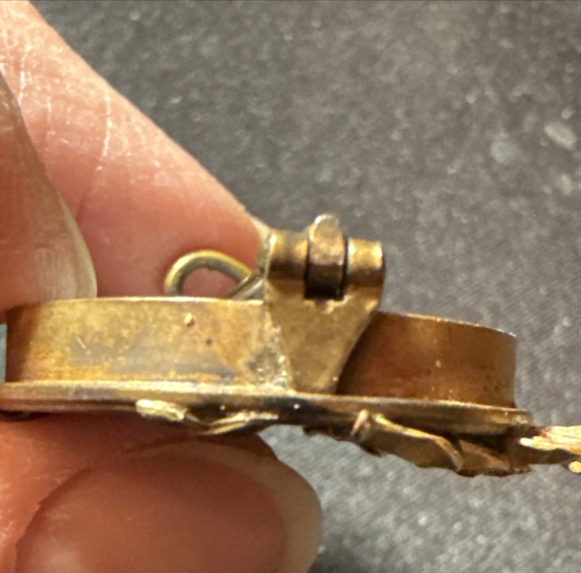 RARE French Antique FIX Metal Hallmarked 18K Gold Plate Photo Pin Brooch FRANCE