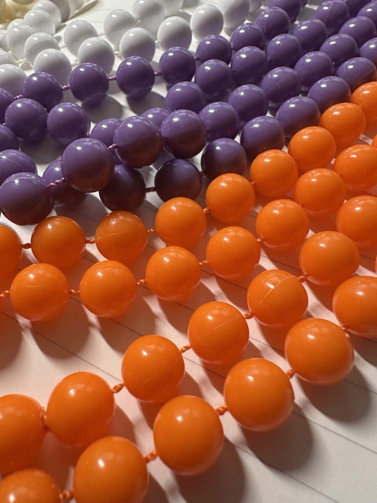 Vintage Lot Purple Orange Green Pearl White Acrylic Bead 6 Necklaces 1 Bracelet