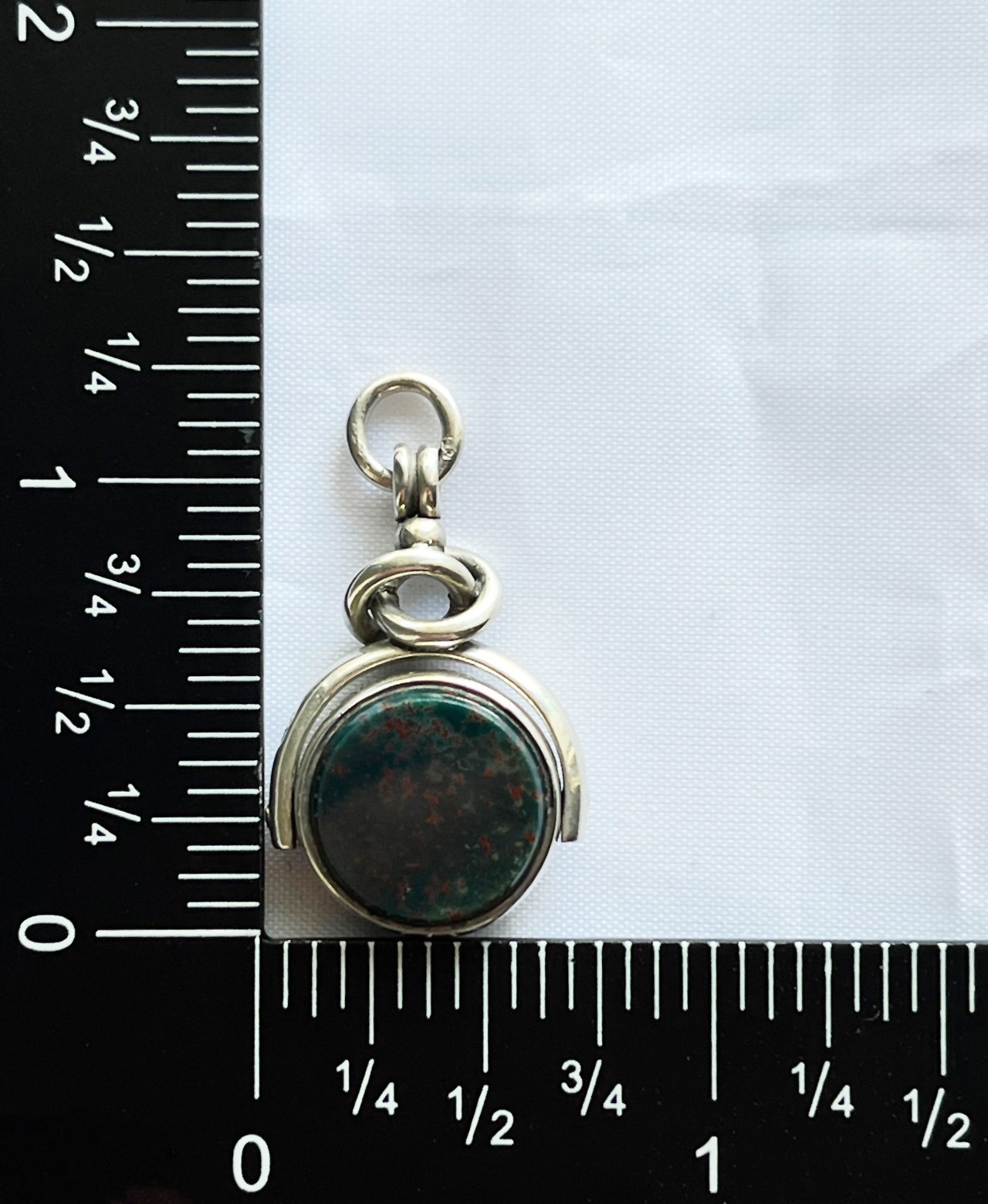 Antique 1881 Victorian Bloodstone + Carnelian Fob Pendant *Birmingham Silver*