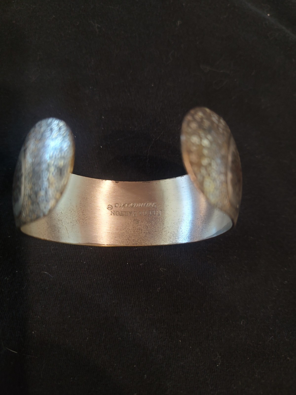 Vintage Reed & Barton Damascene Cuff Bracelet with Hearts & Flowers 2.25″