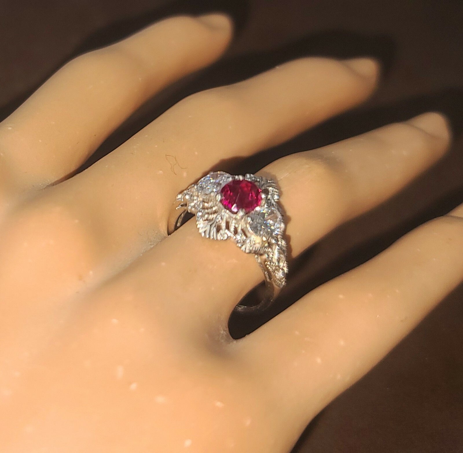Platinum vintage art deco untreated ruby diamond ring 1.52ct GIA Cert 1920’s