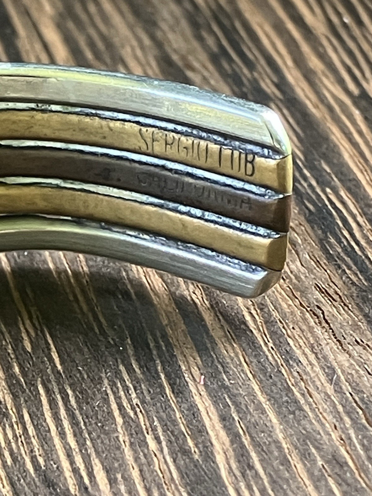 VTG Sergio Lub copper brass silver Cuff bracelet statement Modernist McM retro