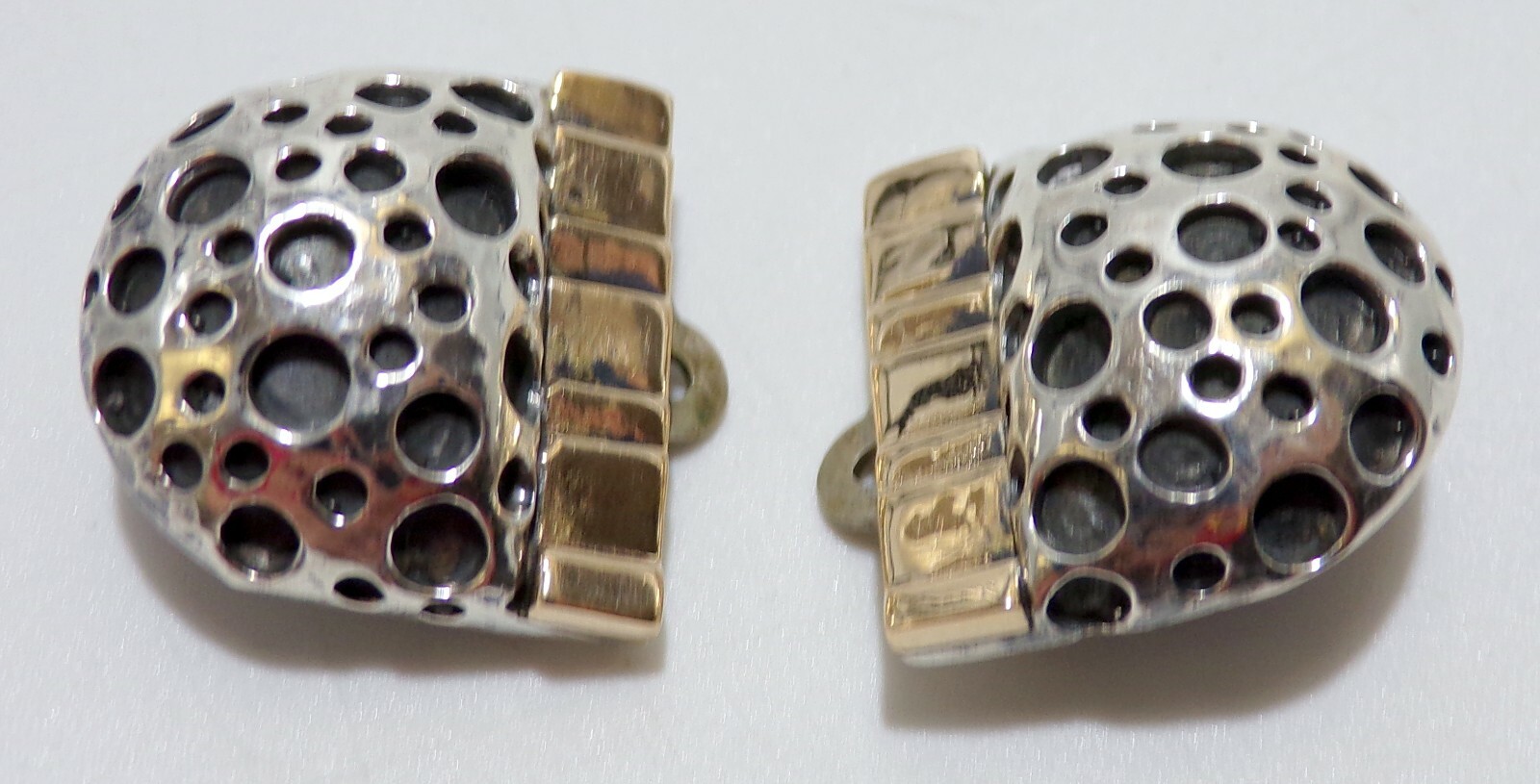 AMAZING DIAN MALOUF Signed 14K YELLOW GOLD & Sterling Silver CLIP ON EARRINGS