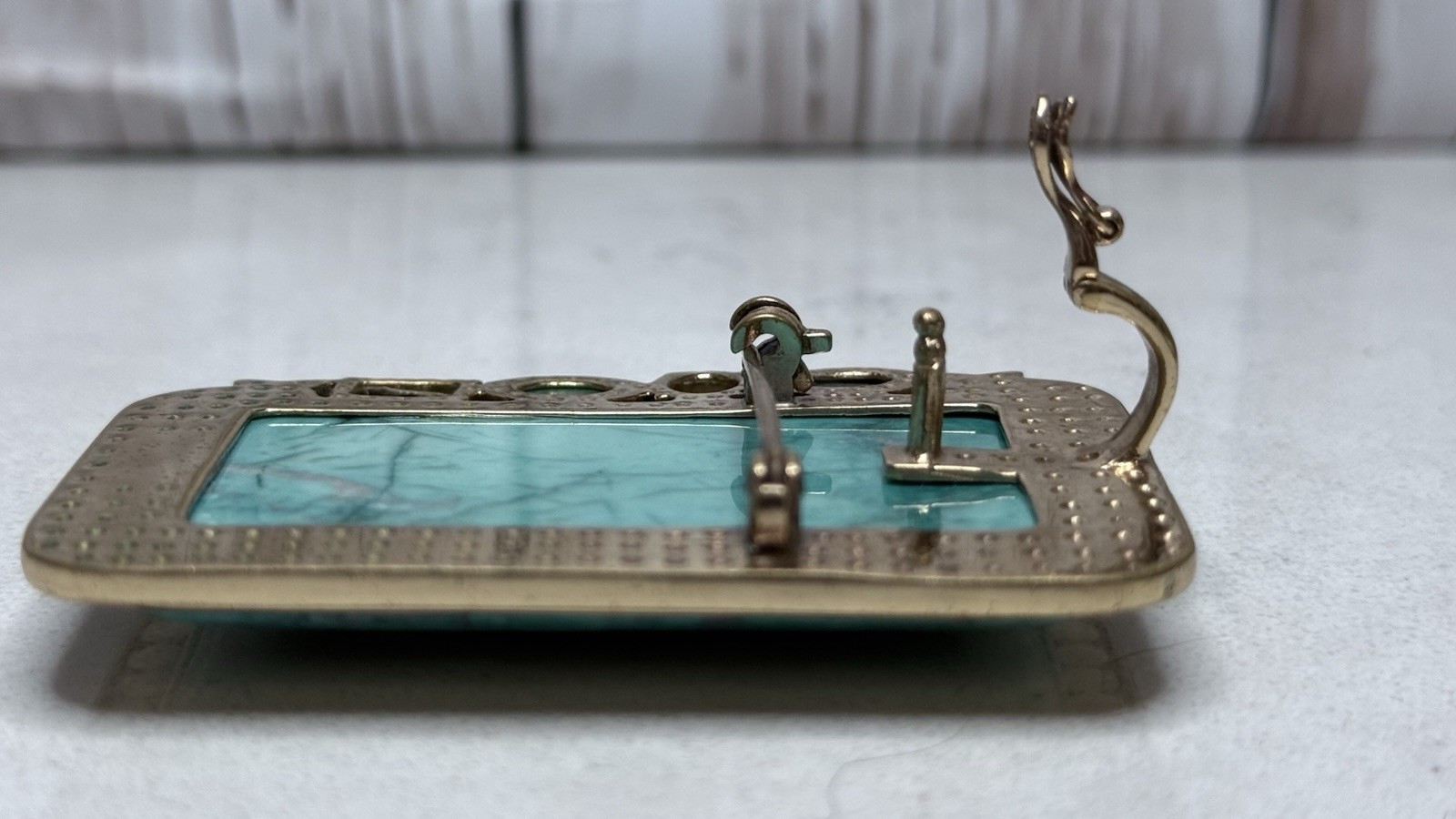 Amy Kahn Russell AKR Bronze Turquoise Style Stone Convertible Brooch Pendant