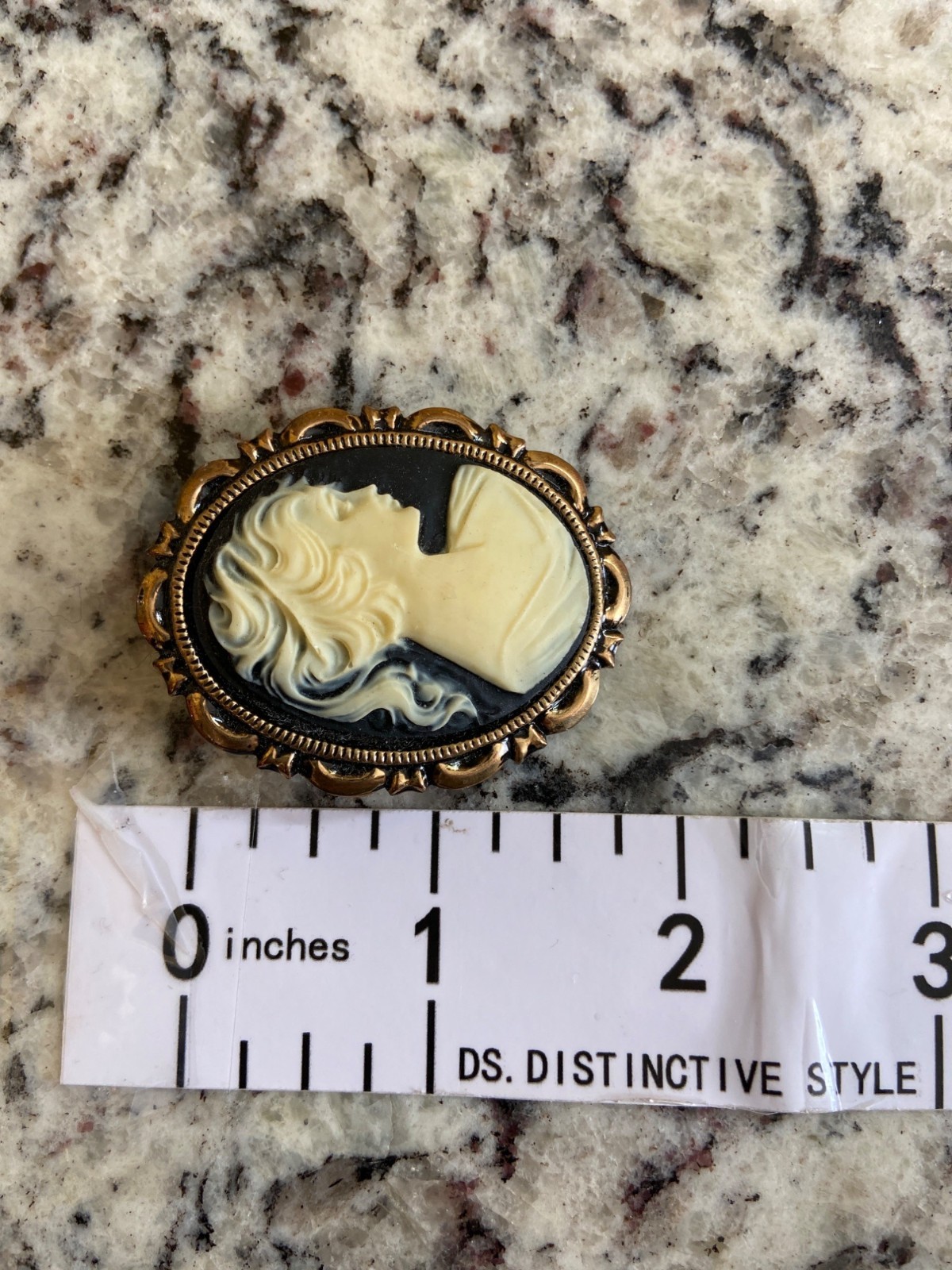 Vintage Cameo Brooch Gold Tone Oval Lady Portrait Pin Victorian Revival Style