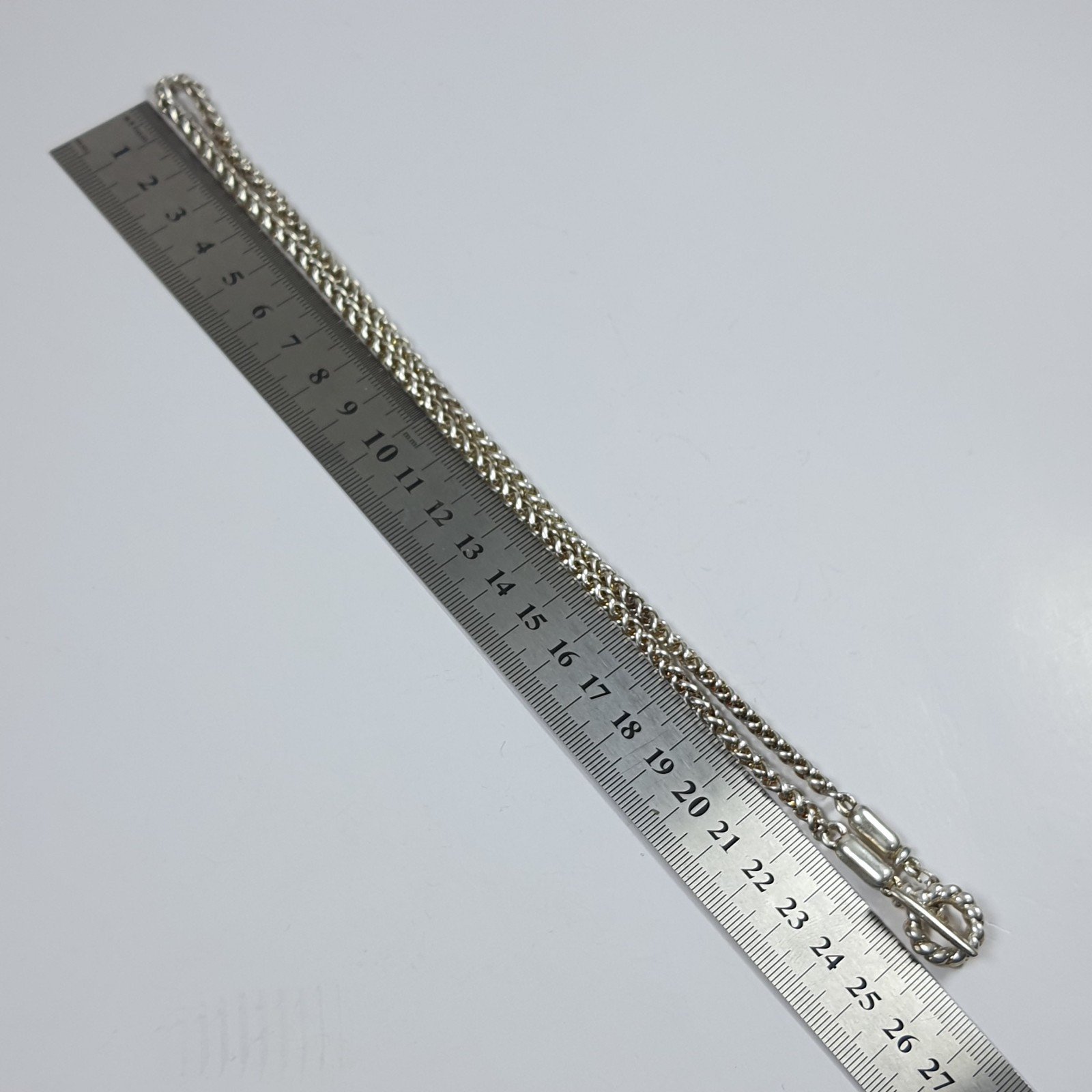 Vintage Spiga Wheat Chain Necklace Silver Tone Toggle Clasp 52cm Heavy Link