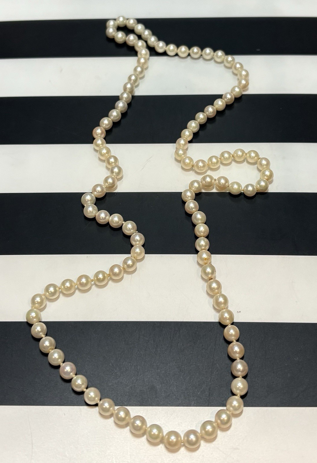 Slip On 6MM CULTURED PEARL NECKLACE 27 INCHES LONG Continuous No Clasp