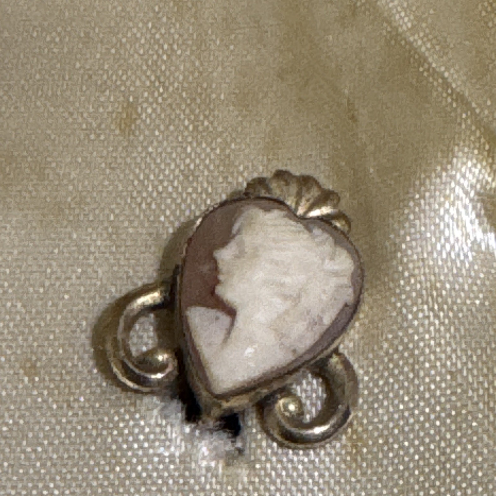Vintage Hand Carved Cameo Brooch & Earrings Set 12K Gold Filled
