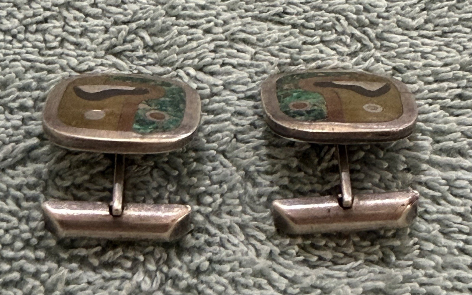 Vintage Mexico Modernist Los Castillo Taxco Mixed Metal Cufflinks