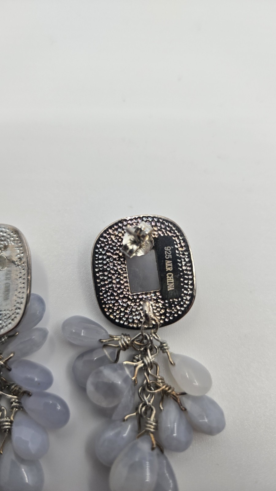 Unique Amy Kahn Russell Sterling Faceted Lavender Chalcedony Drop Earrings