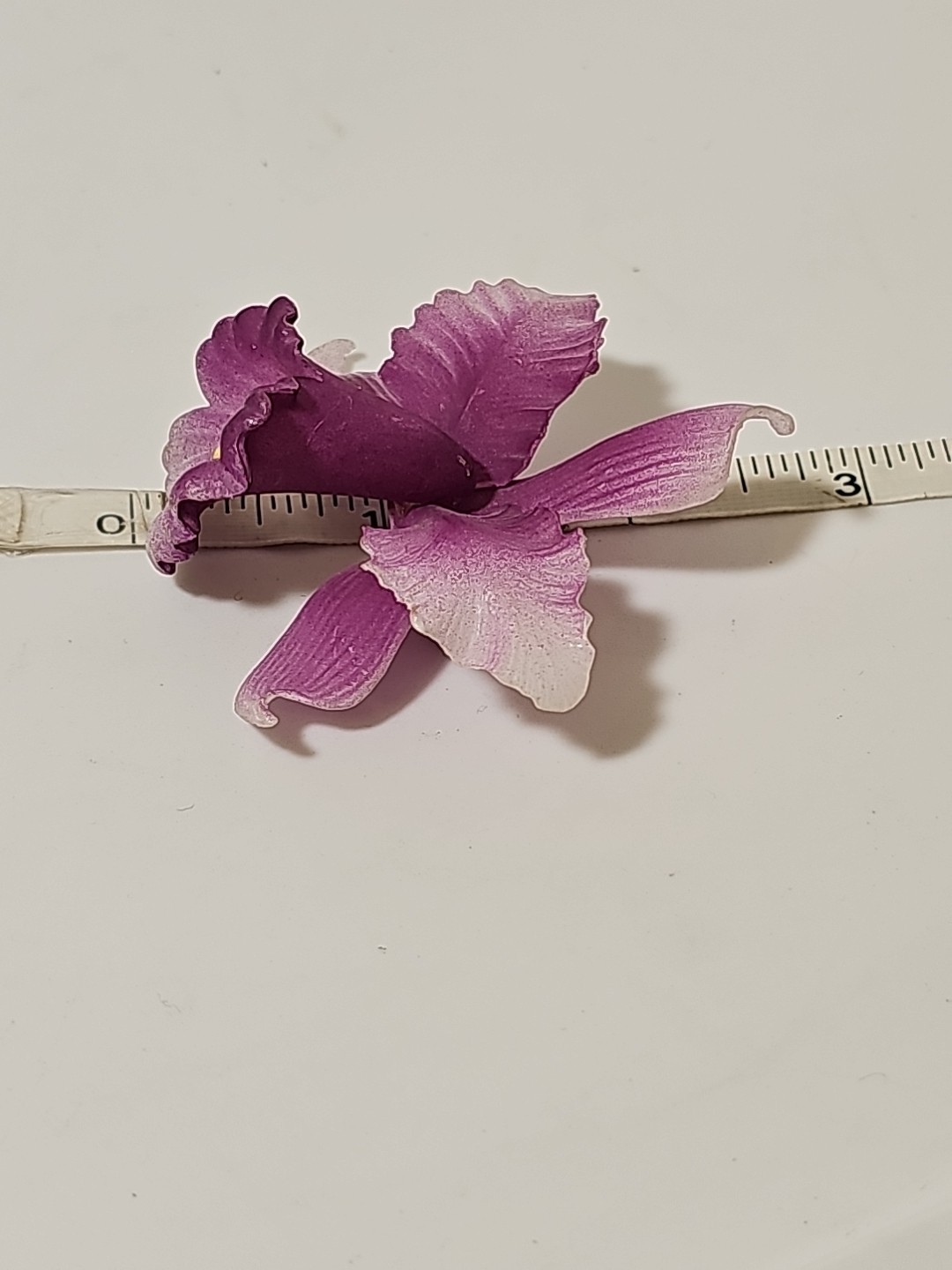 Vintage Celluloid Purple Orchid Handmade Floral Pin Brooch 2.5 Inch