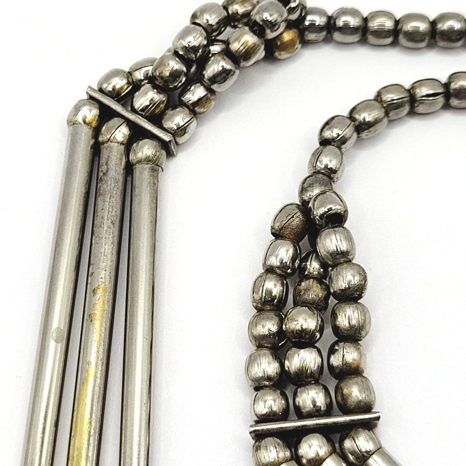 Unique Style Native Brutalist Industrial Silver Tone Metal Vtg Necklace 29 Inch