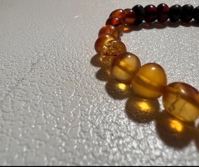 Vintage Baltic Amber Beaded Stretch Bracelet Multicolor Honey Cognac