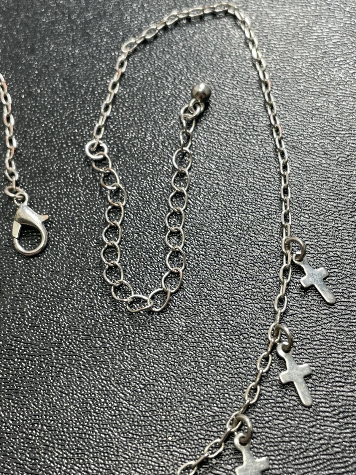 Vintage 15-17” Cross Charm Silver Tone Chain Necklace