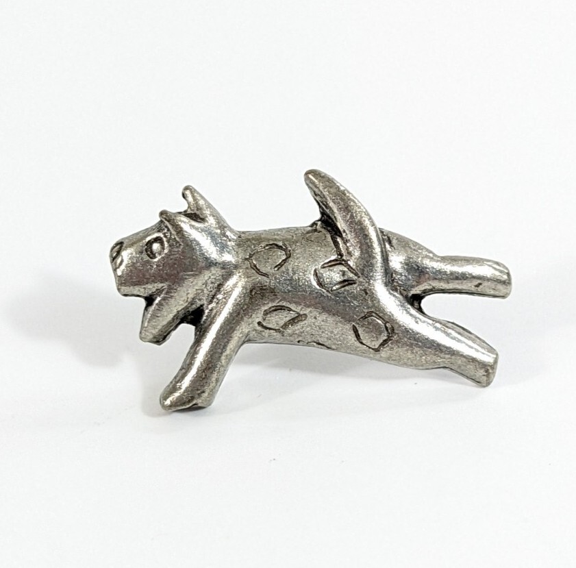 Dog Shaped Puppy Pewter Scatter Pin Lapel Pin Signed Jim Clift
