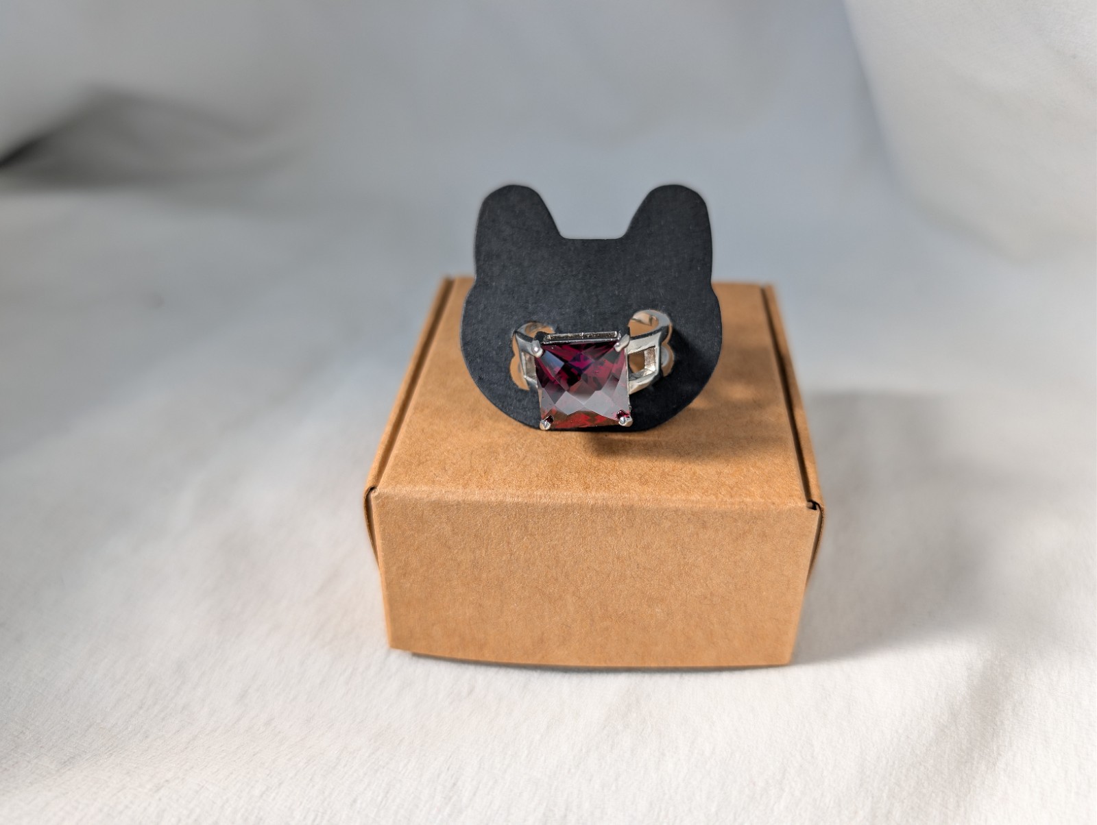 Sterling Silver 7Grams DBJ Dee Berkley Jewelry Garnet Red CZ Square Cut Ring S8