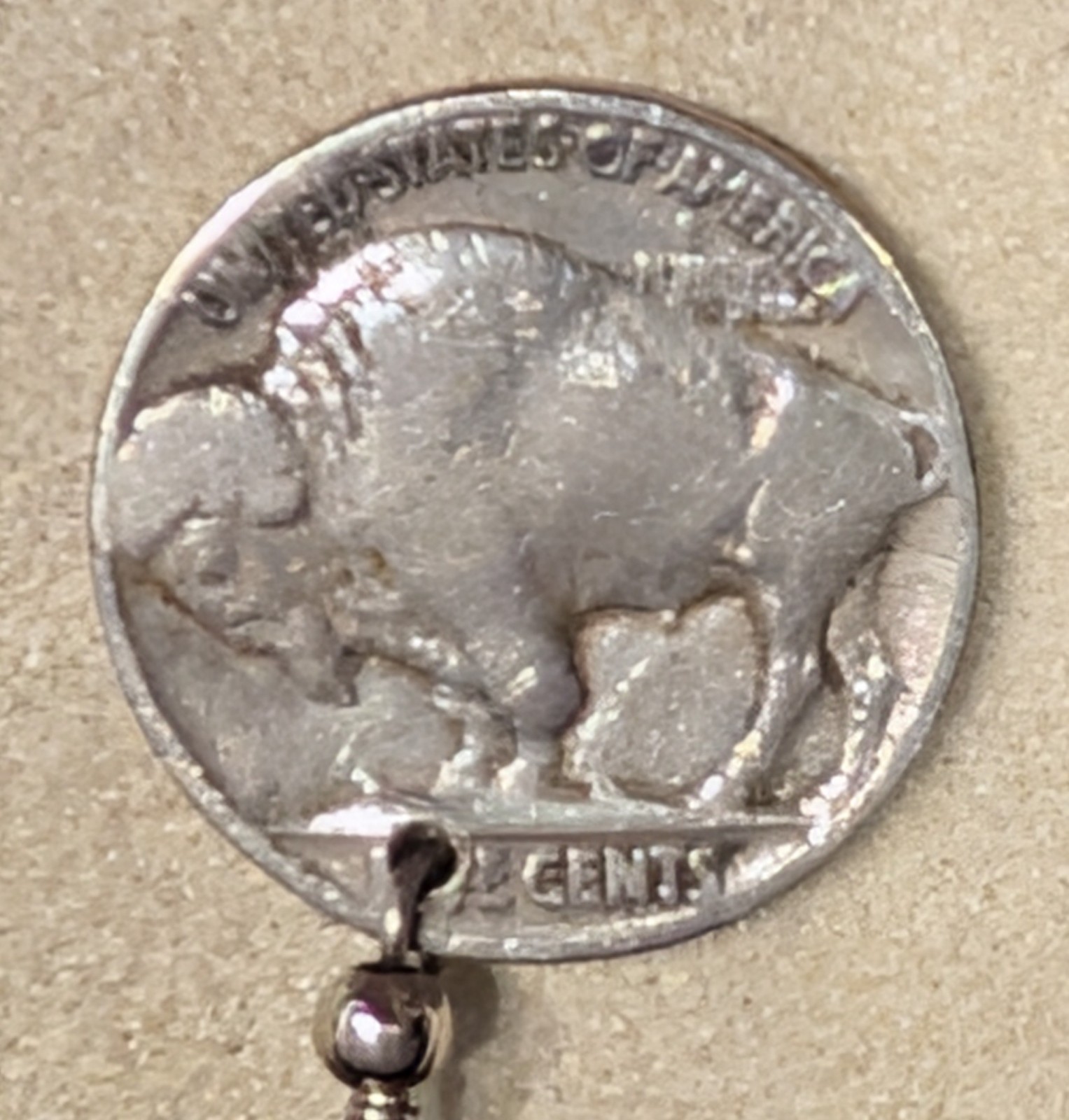 Vtg Authentic Buffalo Indian Head Nickel Coin Earrings 1935 1937