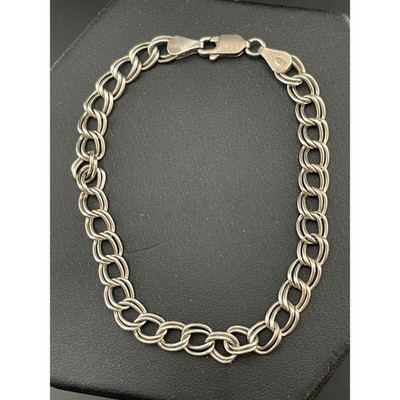 Vintage Italian Sterling Silver Double Rolo Link Bracelet 925 7.75″