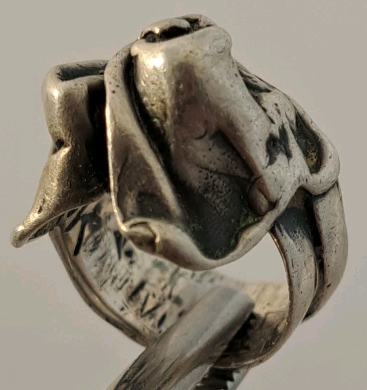 MODERNIST BRUTALIST Sterling Silver DOMED Sculptural Wide Tapered Band Ring 4.25