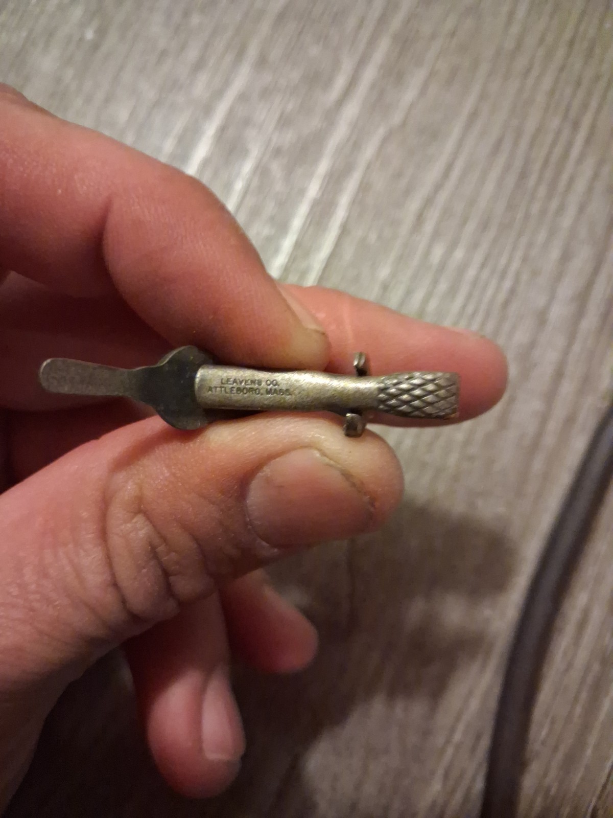 Leavens Co. Vintage Brass Silver-toned Tie Clip Attleboro Mass
