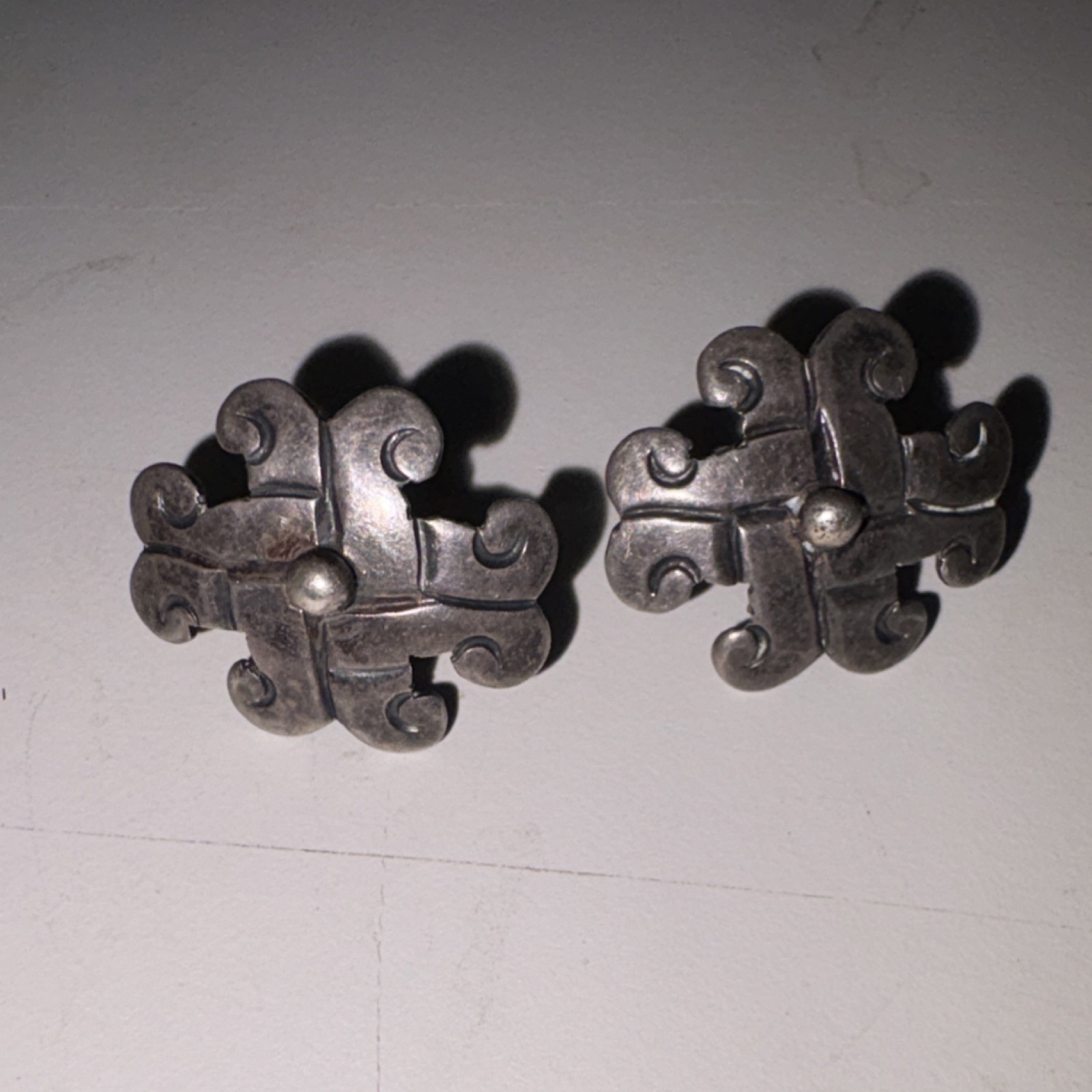 Sterling Silver (.925) Los Castillo Mexican Silver Knot Screw Back Stud Earrings