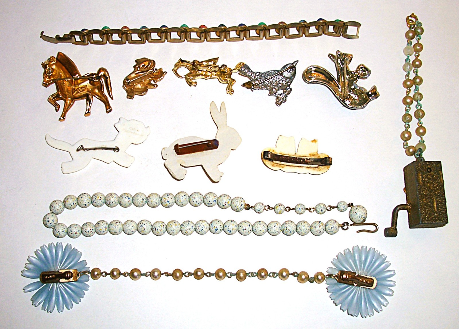 Vtg 12 pc Lot 50s Fashion Jewelry Rhinestones Pins Bracelets CORO West Germany