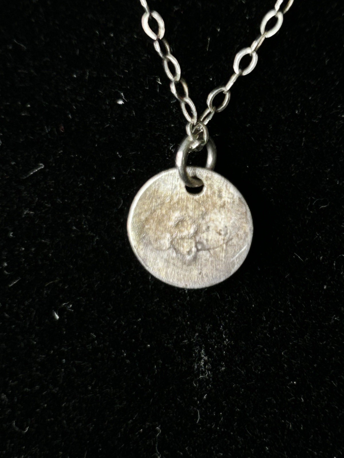 Vintage Silver 925 Necklace Hammered S Pendant 17” Chain Circle