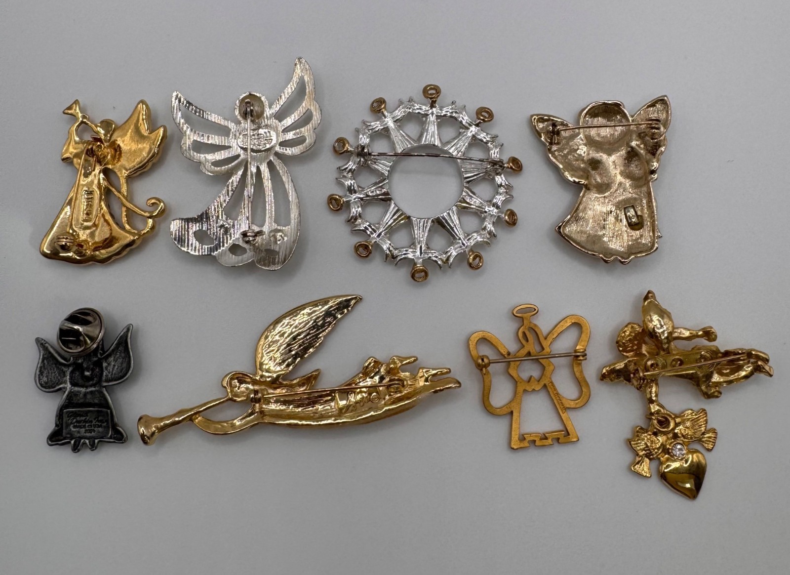 Vintage Angel Brooch Lot Signed Monet AAi Haskell Avon Mixed Craft Wearable
