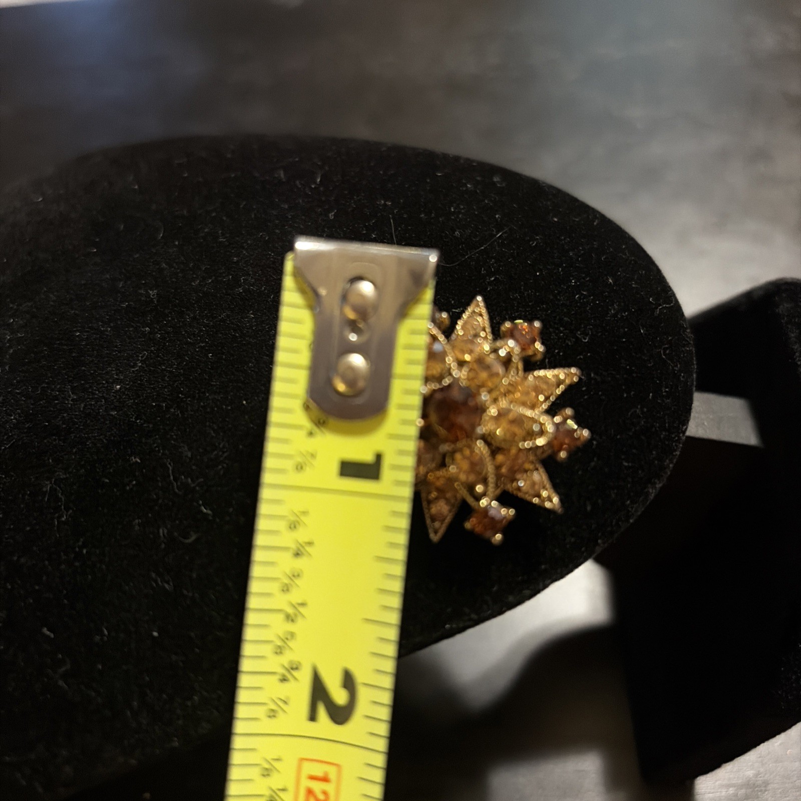 Vintage Fairy Amber & Topaz crystal Flower rhinestone Pin