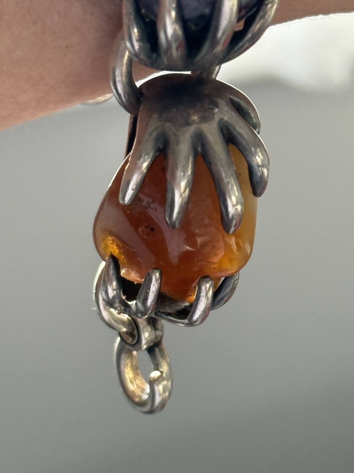 Vintage Las Castillo Mexican 925 Silver, five large gemstones unique bracelet .