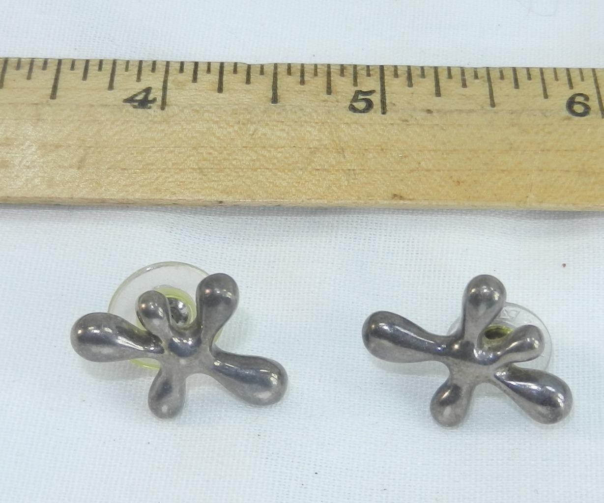 ANGELA CUMMINGS AC STUDIO 925 Sterling Silver Vintage SPLASH Earrings !