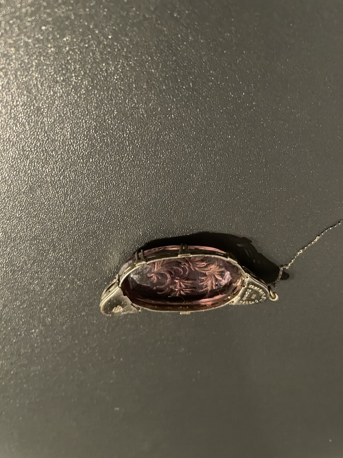 Vintage Czech Art Deco Antique Amethyst Glass Pendant only Flower design