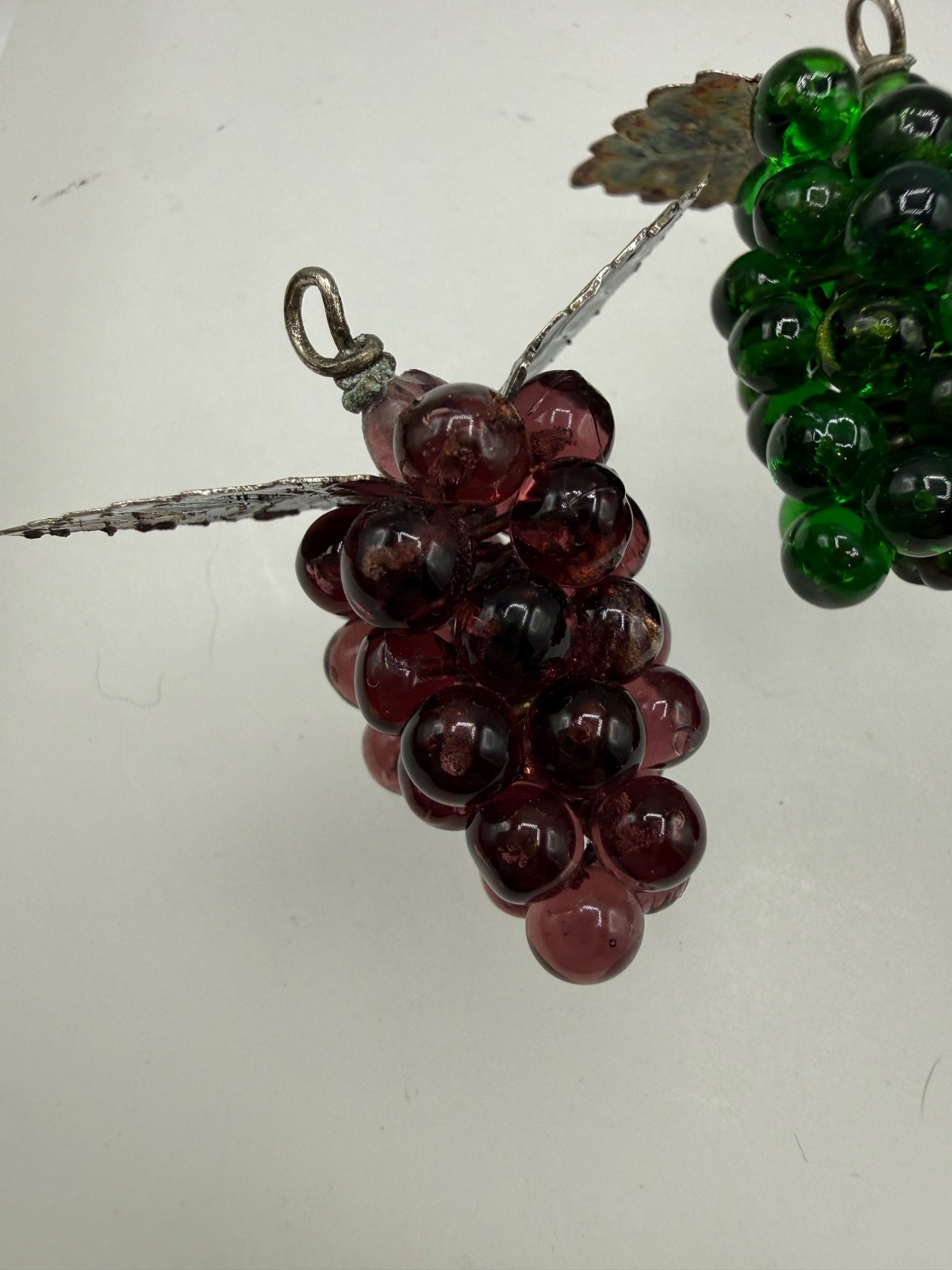 ESTATE ART GLASS RED GREEN PURPLE GRAPE BERRY CLUSTER CHARM PENDANT LOT 3