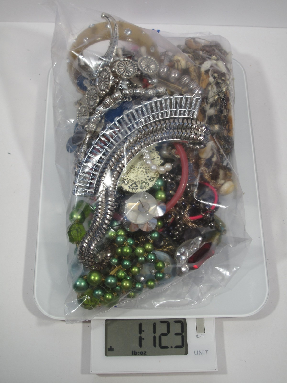 1.75 lbs Mystery Jewelry Lot VTG to Now All Wearable Necklaces~JAR NOT INCLUDED