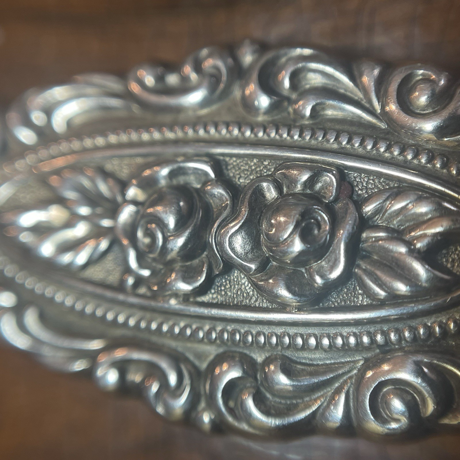 Vintage Antique Sterling Art Nouveau Rose Repousse Pendant 14.2 Grams!