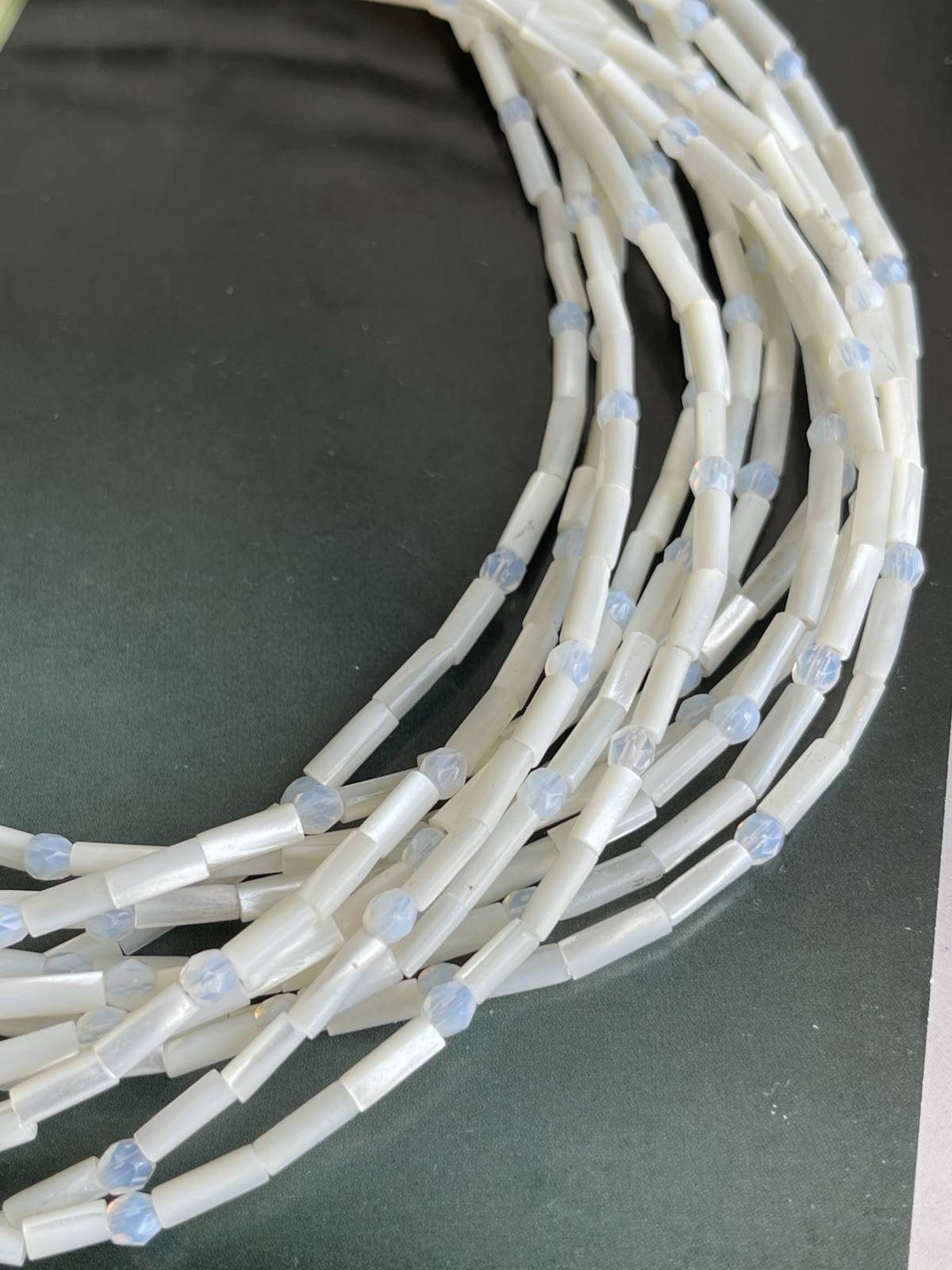 Vintage Signed Barrera Multi-strand Mother Of Pearl Necklace Beaded Statement