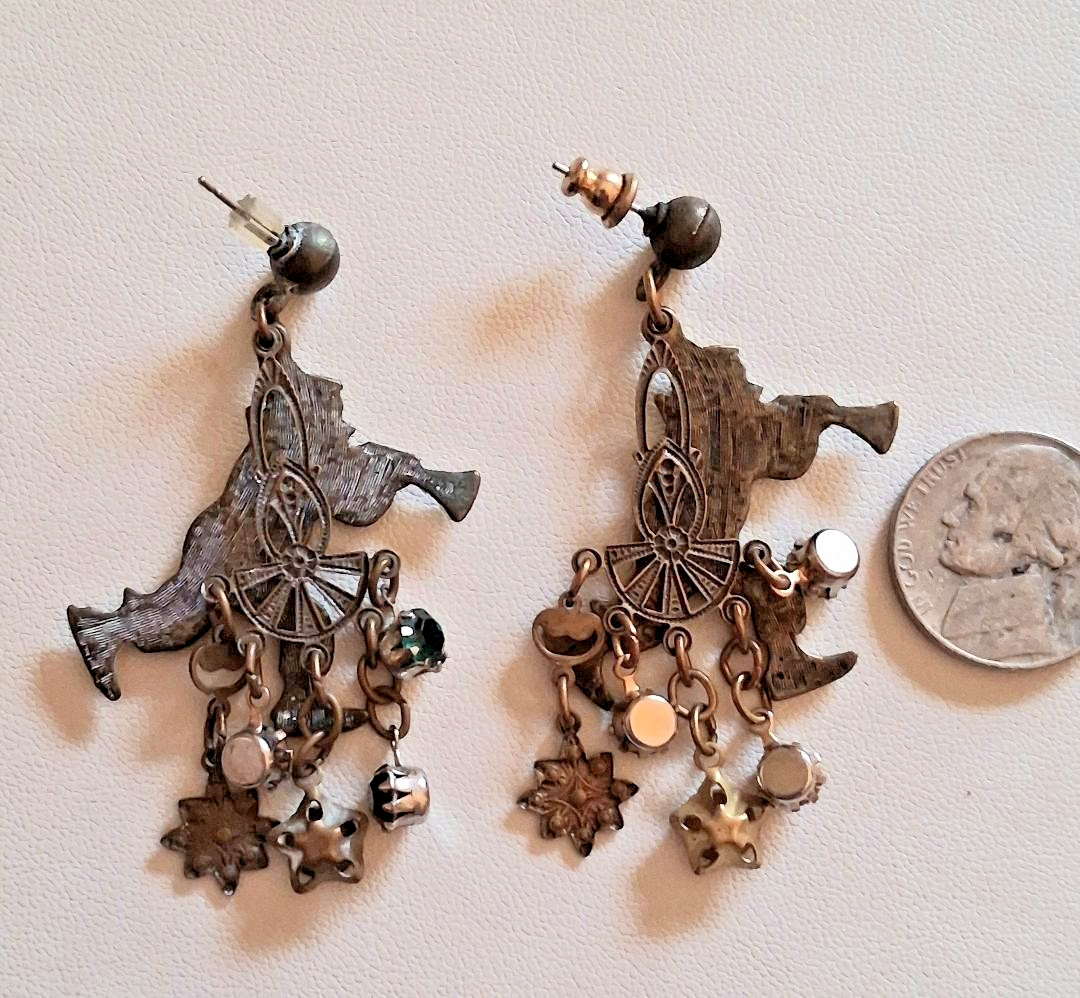 1950’s Multi-Color Rhinestone Clown Post Earrings! Pretty Rare!