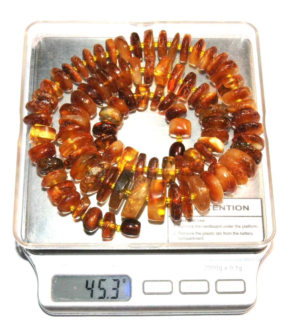 ✅51 cm=45gr RUSSIAN SOVIET BALTIC AMBER BEAD NECKLACE 琥珀 BRACELET STONE PENDANT