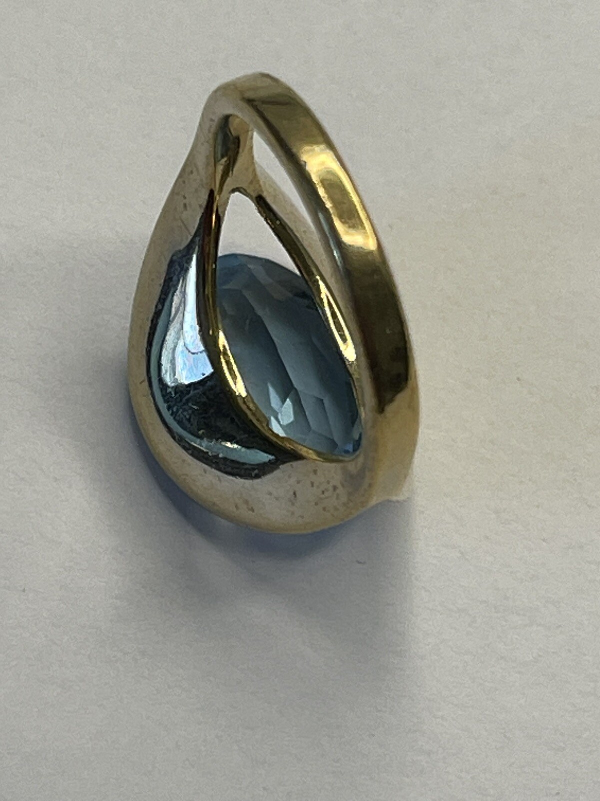 Beautiful 14K Gold Plated Joseph Esposito Oval Shaped Blue Topez Ring, Size 6