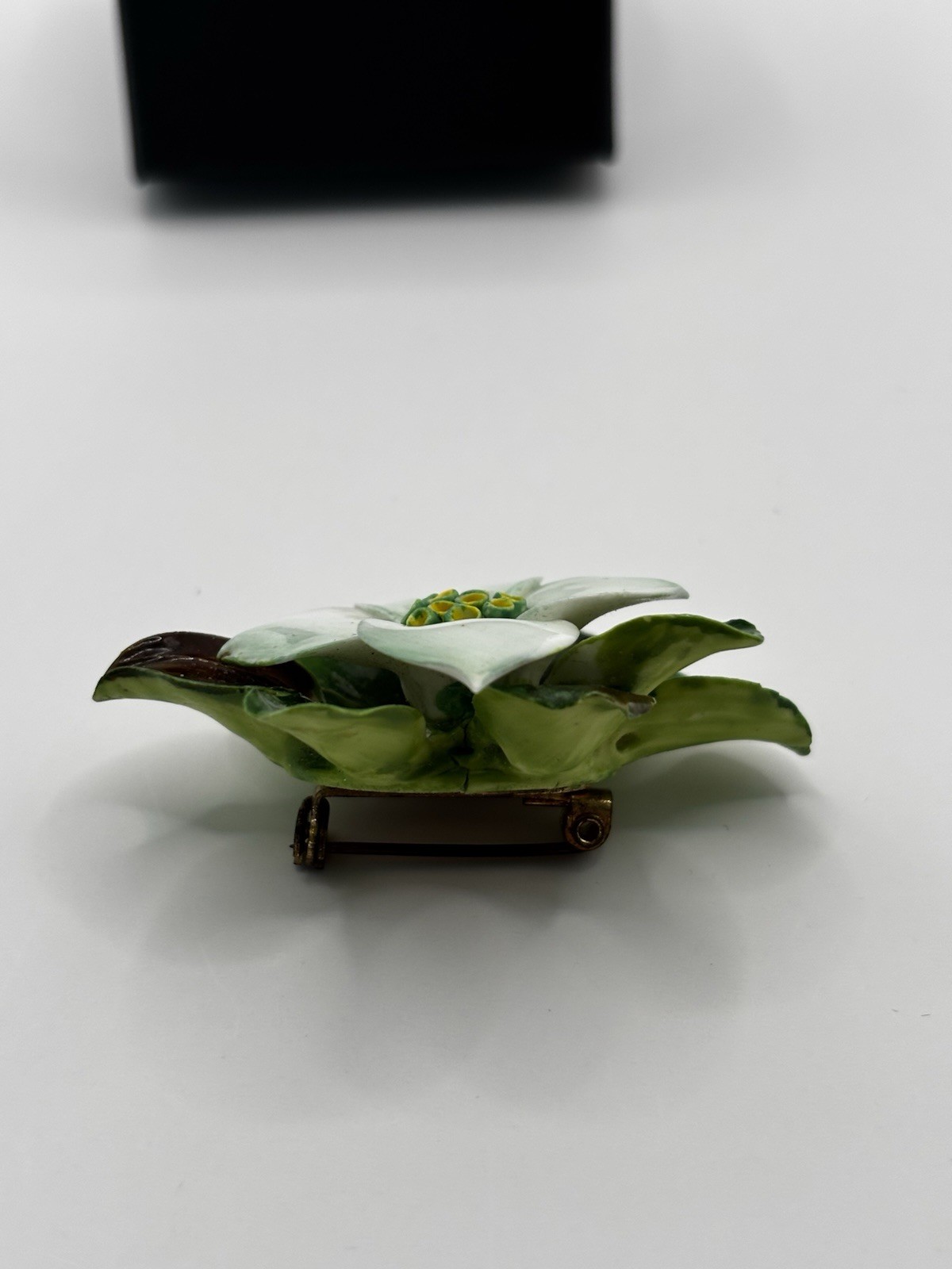 Vintage Porcelain Floral Brooch Made in England Hand Painted Staffordshire