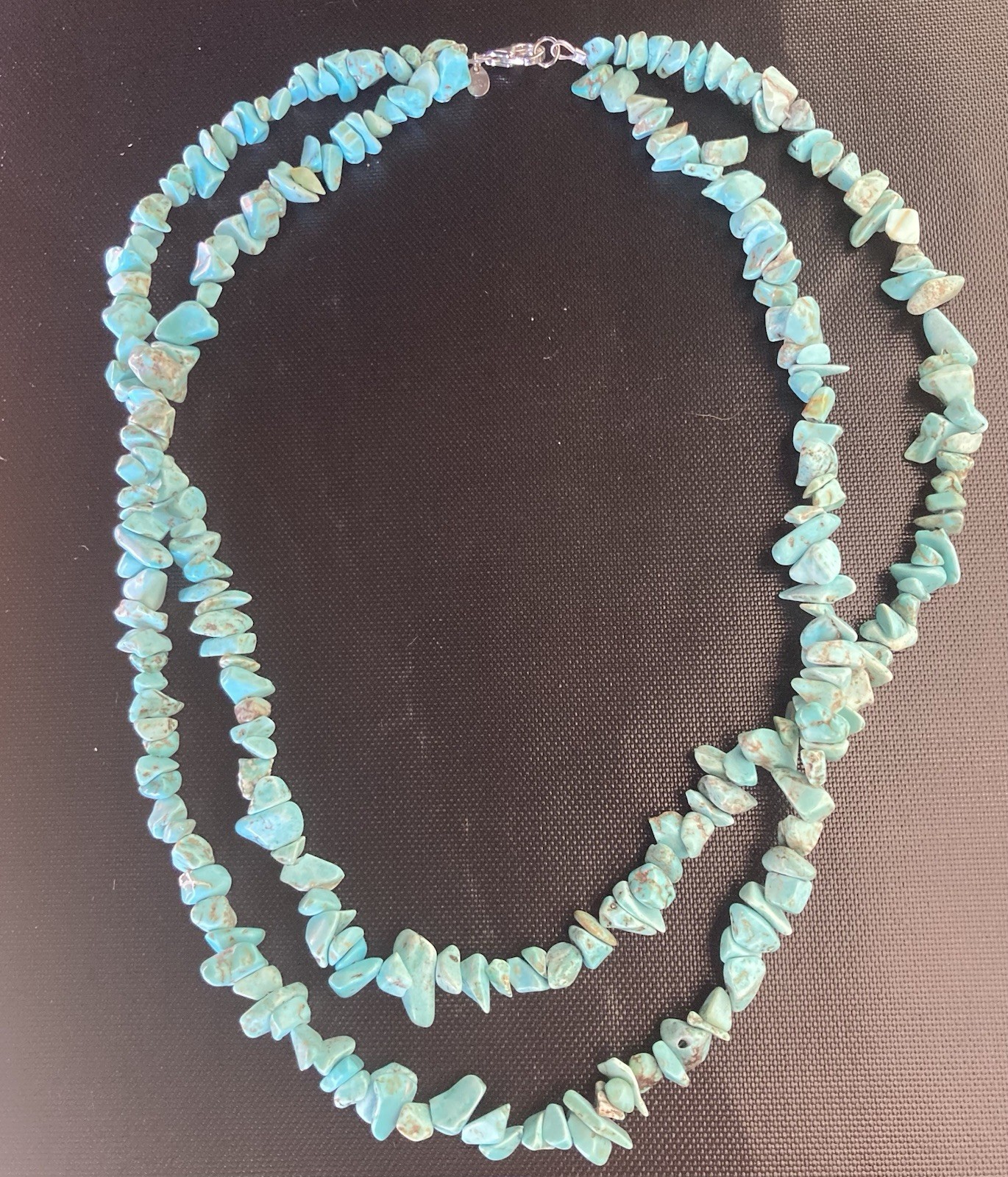 Blue Stone Statement Necklace 17″ Turquoise Sterling Chucky Southwestern ATI 925